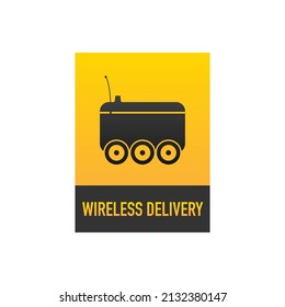 Wireless delivery service badge. Fast time delivery order with car on white background. Vector illustration