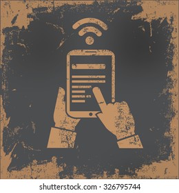 Wireless design on old paper background, vector