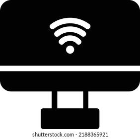 Wireless Desktop Icon With Glyph Style, Futuristic Technology Sign And Symbol Isolated On White Background