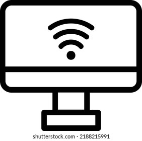 Wireless Desktop Icon With Outline Style, Futuristic Technology Sign And Symbol Isolated On White Background