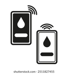 Wireless device with drop symbol. Contactless technology icons. Vector illustration.