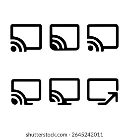 Wireless Display and Casting Icons in Flat Design