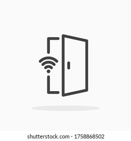 Wireless door icon in line style. For your design, logo. Vector illustration. Editable Stroke.