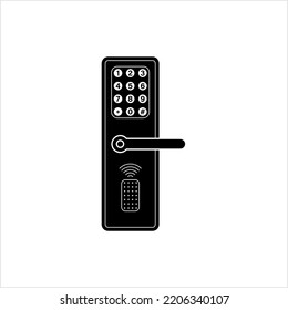 Wireless Door Lock Icon, Smart Door Lock Vector Art Illustration