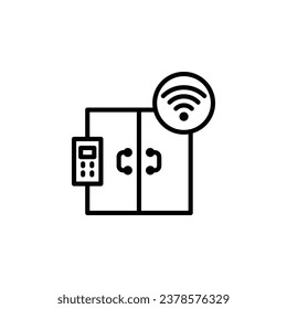 Wireless door lock, smart house outline icon. Vector illustration. The isolated icon suits the web, infographics, interfaces, and apps.