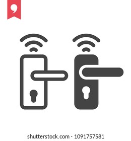 Wireless door lock vector icon, smart lock system.