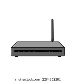 wireless dsl modem cartoon. internet wifi, hub lan wireless dsl modem sign. isolated symbol vector illustration