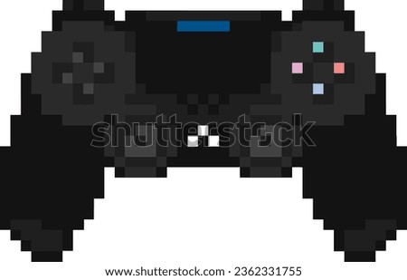 Wireless Dual Shock 4 Four Classic Retro Vintage Old Video Game Gaming Console Station Controller Pad Play Pixel Art No Transparent Background Vector EPS PNG Clip Art