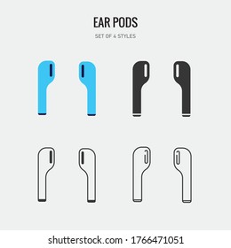 wireless ear pods vector icon, headsets 
