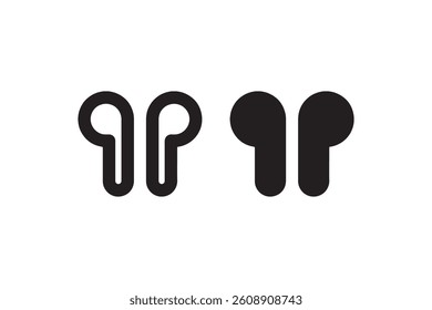 Wireless earbud icon in black silhouette Vector