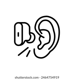 Wireless earbud outline icon. Vector line icon for web design isolated on white background.