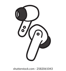 wireless earbud vector black and white simple
