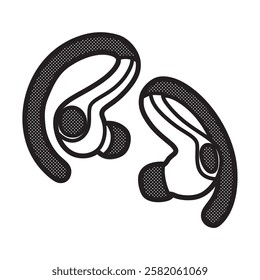 wireless earbud vector curved stem