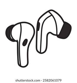 wireless earbuds bent stem line art