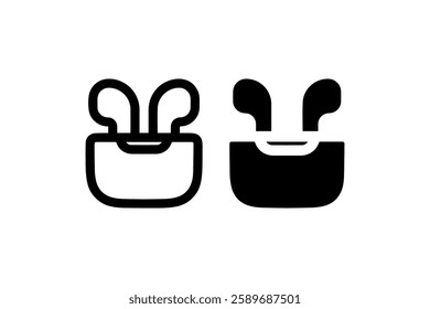 Wireless earbuds in charging case icon Vector