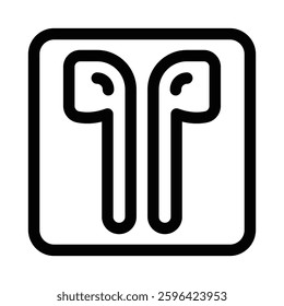 Wireless earbuds icon, black outline vector. Editable stroke.