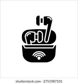 Wireless Earbuds icon. Vector illustration for web design. Isolated on white background.