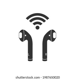 Wireless earbuds isolated on white. Concept of personal device without cable and wire for easy listen music and talk.