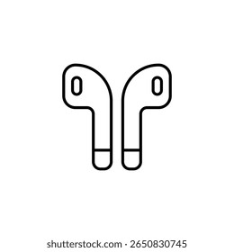 Wireless Earbuds Line Icon Depicting Modern Audio Technology