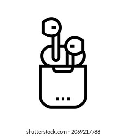wireless earbuds line icon vector. wireless earbuds sign. isolated contour symbol black illustration