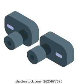 Wireless earbuds lying separately isometric view isolated on white background