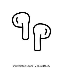 Wireless earbuds outline icon. Vector line sign for web design isolated on white background.