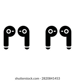 Wireless earbuds set showing two separate units on a white background