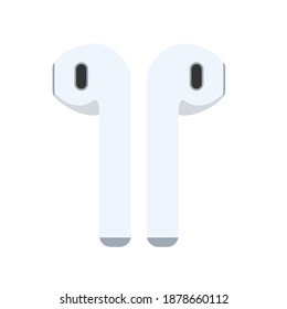 Wireless Earbuds, vector color illustration isolated on white background.