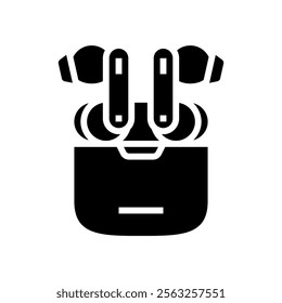 wireless earbuds wearable glyph icon vector. wireless earbuds wearable sign. isolated symbol illustration