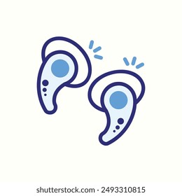 icono de auriculares inalámbricos, gadget de tema de icono azul aislado