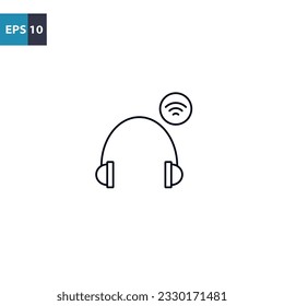 Wireless earphone outline icon Vector illustration