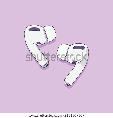Wireless Earphone Vector Icon Illustration. Phone Accessory Vector. Flat Cartoon Style Suitable for Web Landing Page, Banner, Flyer, Sticker, Wallpaper, Background
