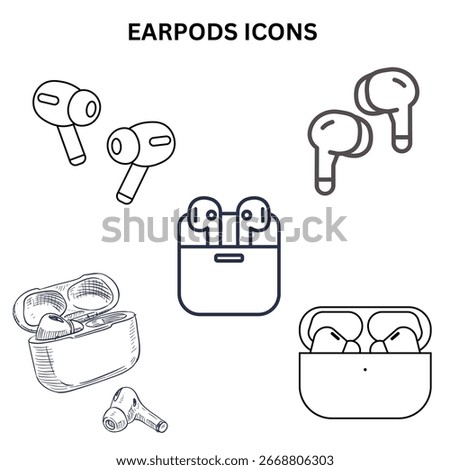 Wireless earphones with case illustration. Cordless earbuds vector graphics icon. Phone accessories earbuds, airpods flat drawing