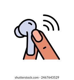 Wireless earphones color icon. Vector simple flat icon for web design isolated on white background.