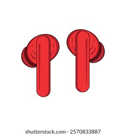 Wireless earphones. Cordless earbuds vector graphics icon. Mobile earplugs, ear phones pair. Audio bluetooth device, music accessory. Small buds, earpods flat vector