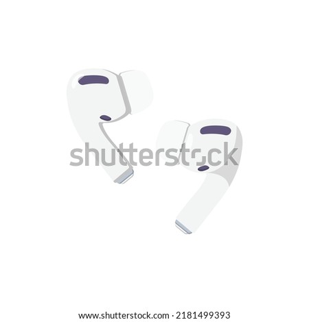Wireless Earphones Flat Illustration. Clean Icon Design Element on Isolated White Background