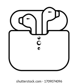 Plantilla de icono de auriculares inalámbricos color negro editable