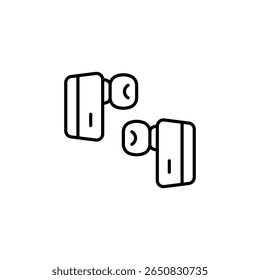 Wireless Earphones Minimalist Outline Design On Transparent Illustration