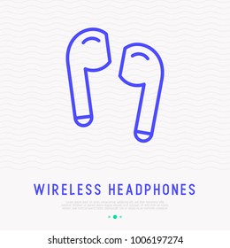 Wireless earphones thin line icon. Modern vector illustration.