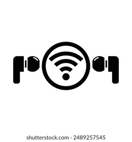 wireless earphones with wi-fi symbol icon vector