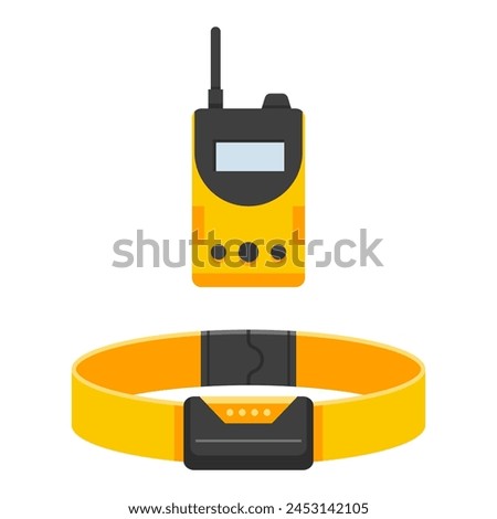 Wireless electric dog training collar vector cartoon illustration isolated on a white background.
