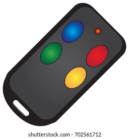 Wireless electronic key, with four buttons. Vector illustration.
