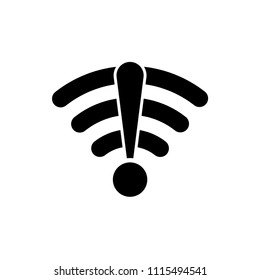 Wireless error vector icon, wifi symbol. Simple, flat design for web or mobile app