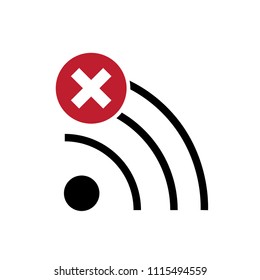 Wireless error vector icon, wifi symbol. Simple, flat design for web or mobile app