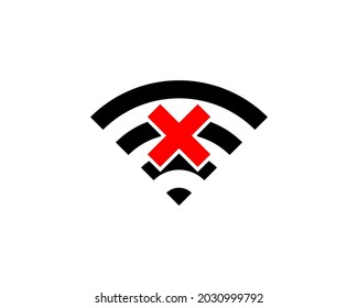 Icono vector de error inalámbrico, símbolo wifi. Diseño sencillo y plano para aplicaciones web o móviles.