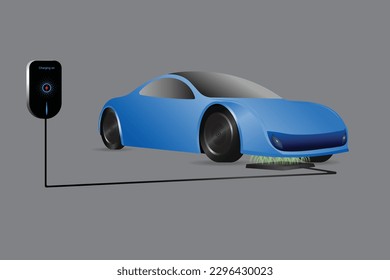 Wireless EV Charging. Wireless Charging System for Electric Vehicle Illustration.