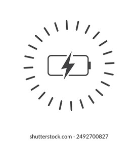 Icono inalámbrico de carga rápida. Carga de energía de la batería. Ilustración vectorial.