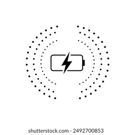 Icono inalámbrico de carga rápida. Carga de energía de la batería. Ilustración vectorial.