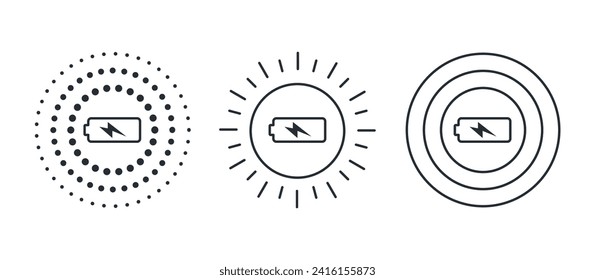 Wireless fast charging icon concept logo. Phone wireless charge electric lightning connection symbol icon