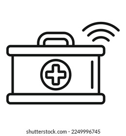 Wireless first aid kit icon outline vector. Online doctor. Medical care